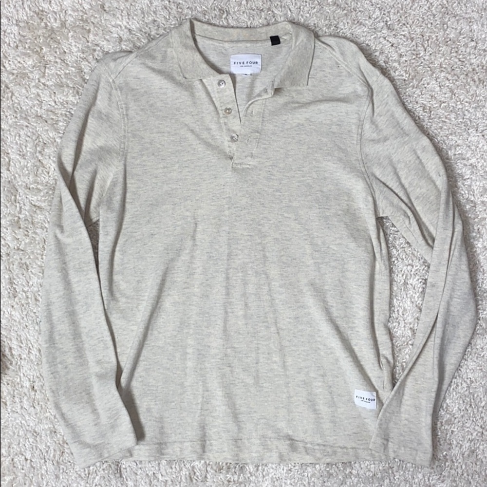 Five Four Long Sleeve oatmeal Polo